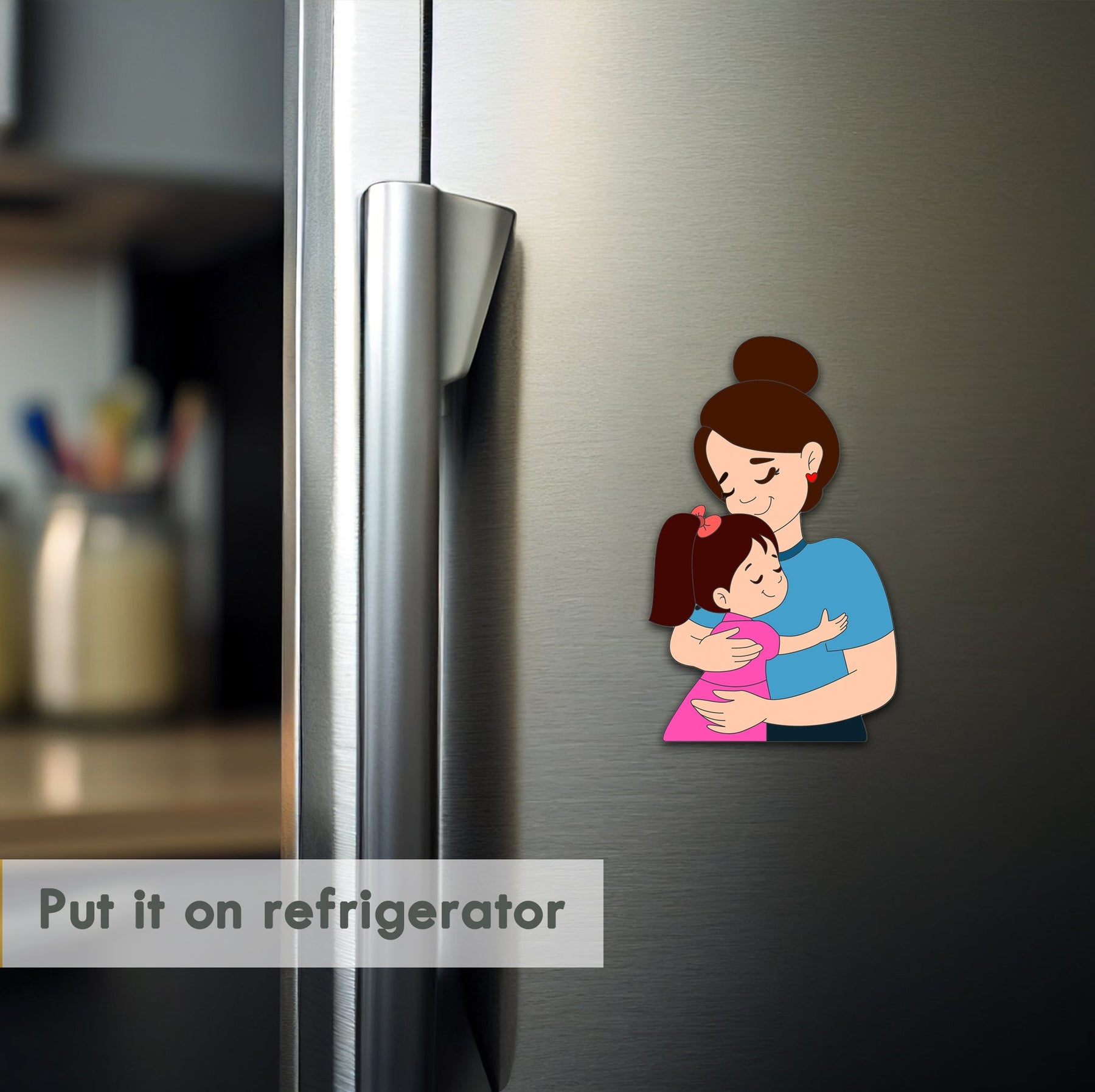 Wooden Fridge Magnet - Mother with Daughter
