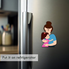 Wooden Fridge Magnet - Mother with Daughter