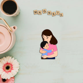 Wooden Fridge Magnet - Mother with Son