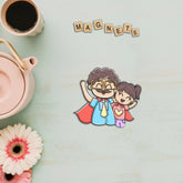 Wooden Fridge Magnet - Father with Daughter