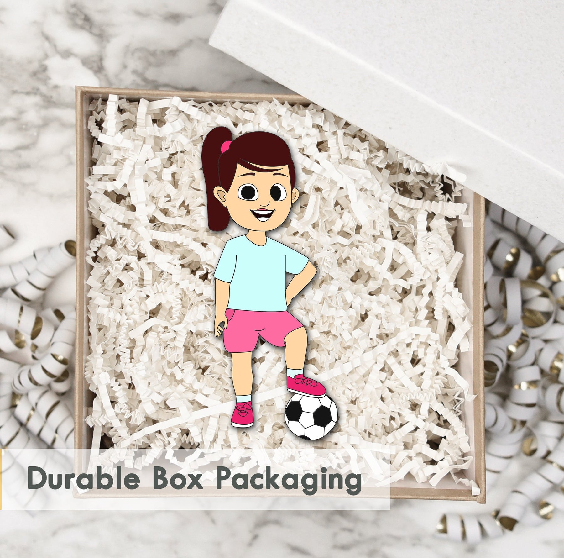 Wooden Fridge Magnet - Football Girl