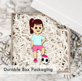 Wooden Fridge Magnet - Football Girl