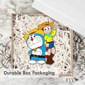 Wooden Fridge Magnet - Nobita & Doraemon Style