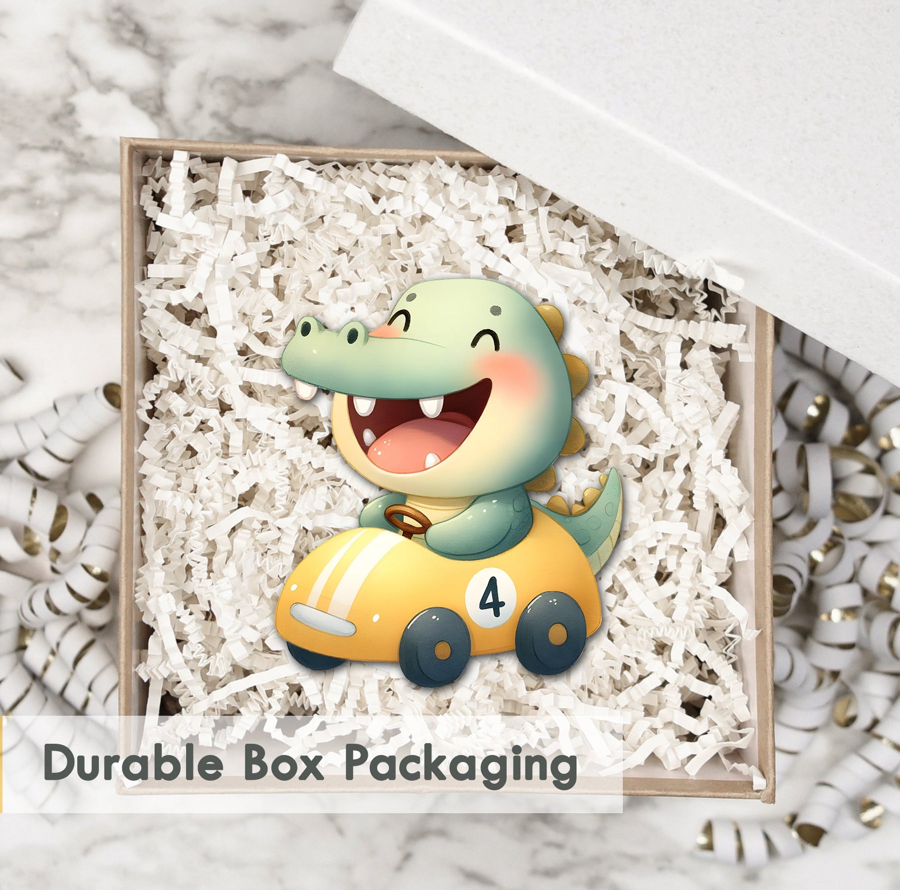 Wooden Fridge Magnet - Car with Crocodile