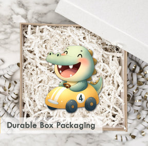 Wooden Fridge Magnet - Car with Crocodile