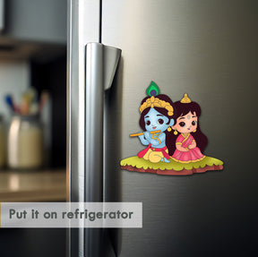 Wooden Fridge Magnet - Radha Krishna