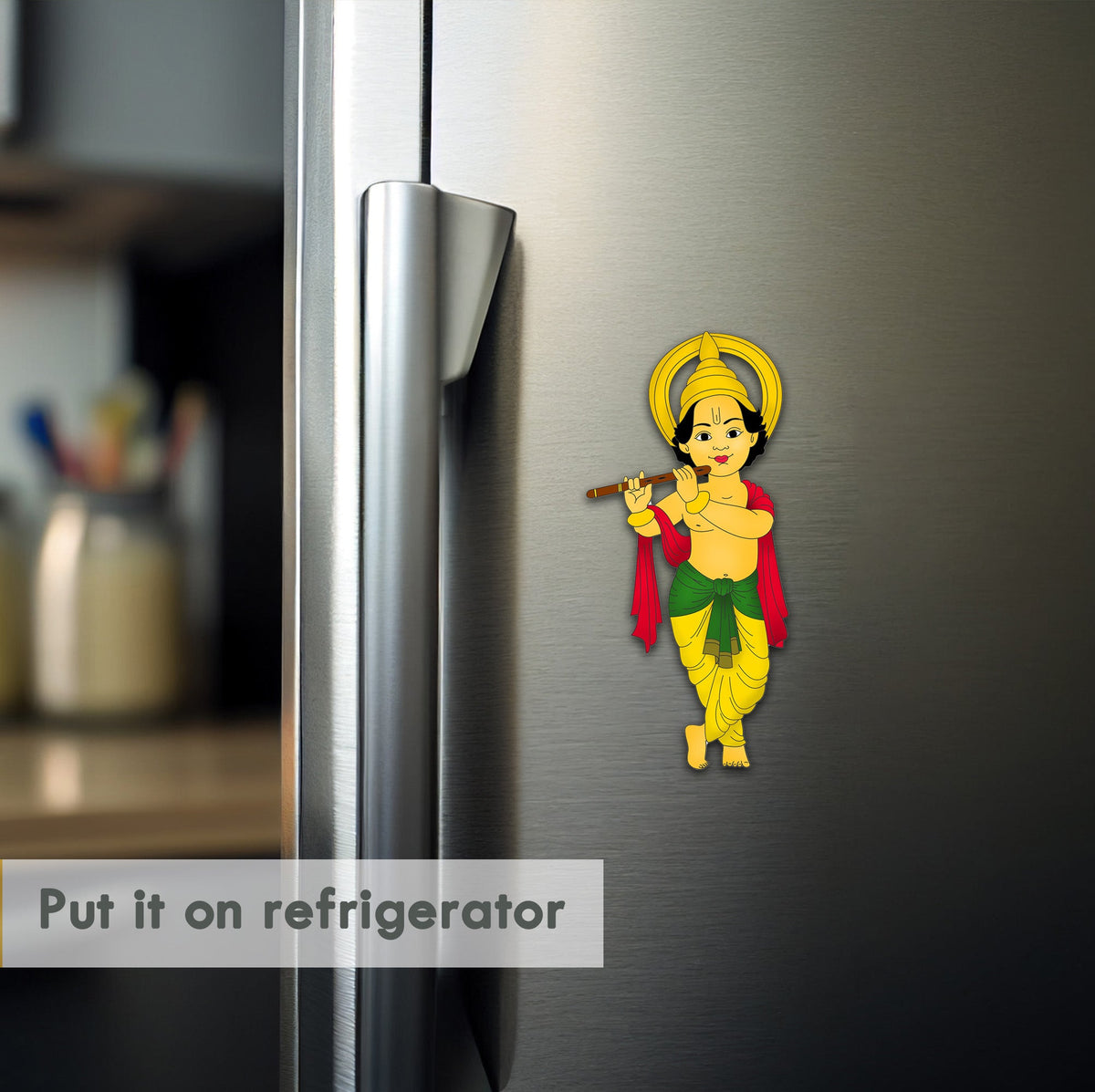 Wooden Fridge Magnet - Krishna