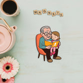 Wooden Fridge Magnet - Girl with Grandparent