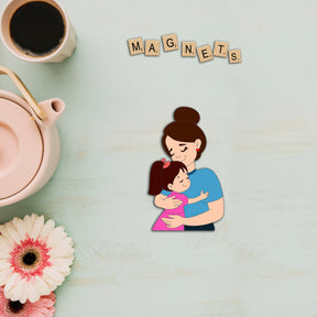 Wooden Fridge Magnet - Mother with Daughter