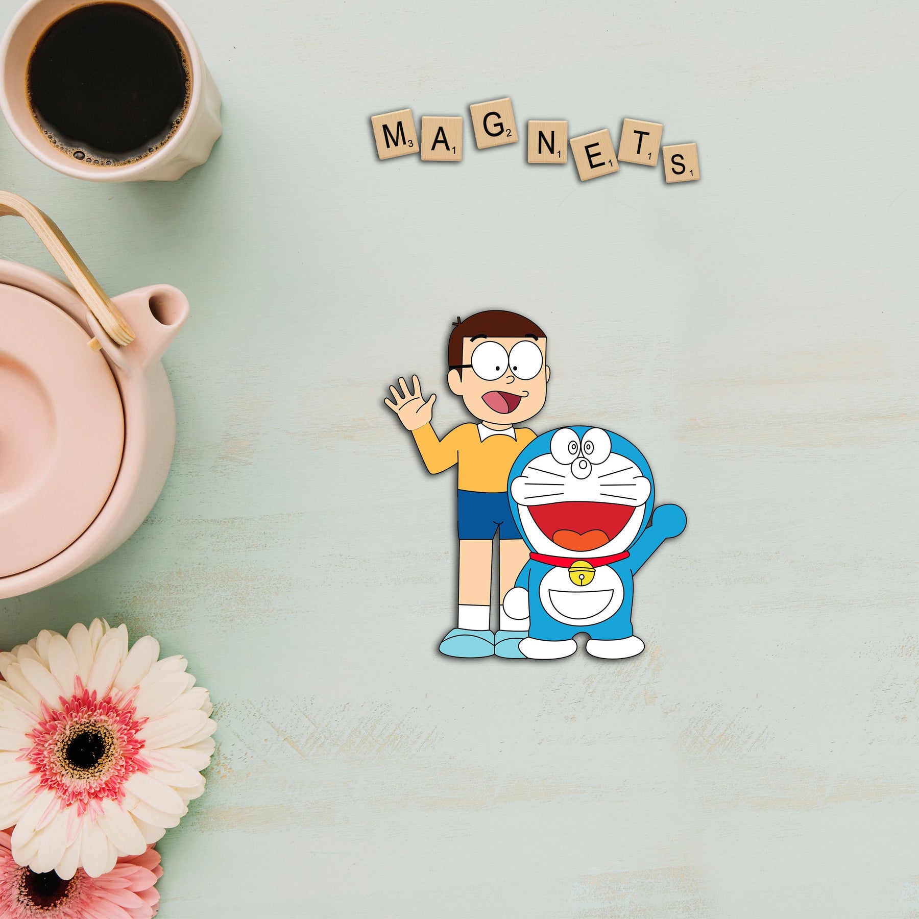 Wooden Fridge Magnet - Nobita & Doraemon