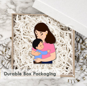 Wooden Fridge Magnet - Mother with Son