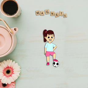 Wooden Fridge Magnet - Football Girl
