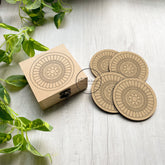 Premarked MDF Coasters with Box - Swirl Mandala