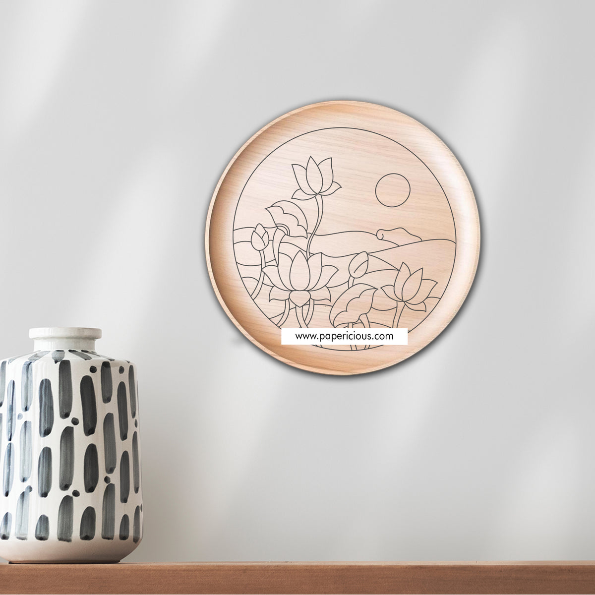 Wooden Wall Plate - Pichwai Landscape