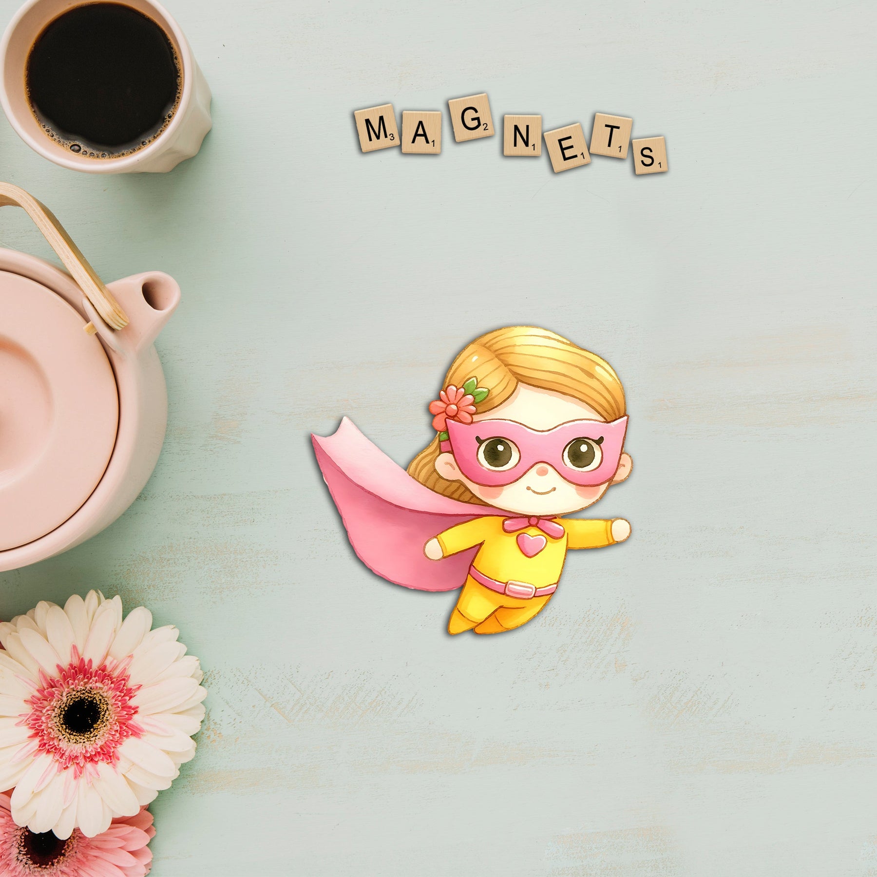 Wooden Fridge Magnet - Super Girl
