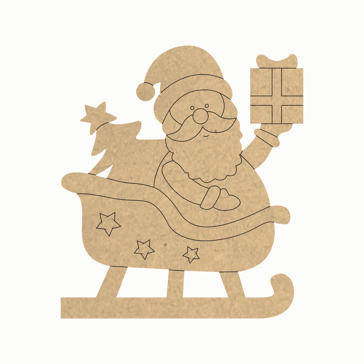 Pre Marked MDF Cutout - Santa in sleigh