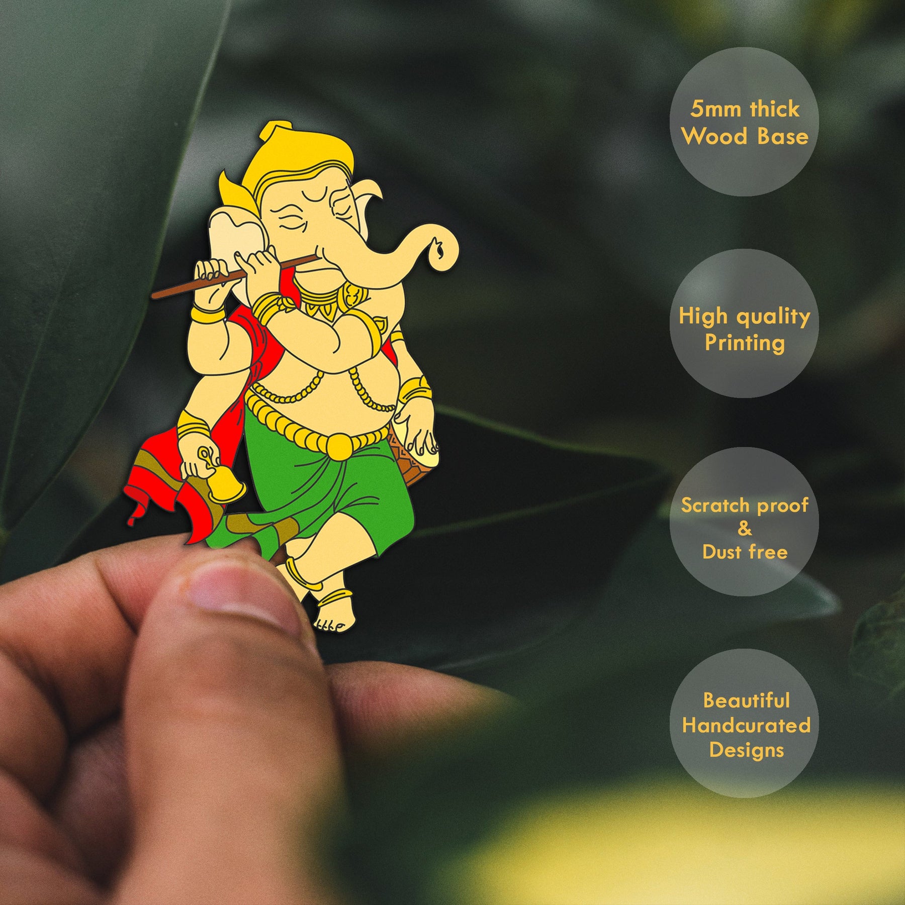 Wooden Fridge Magnet - Ganesh
