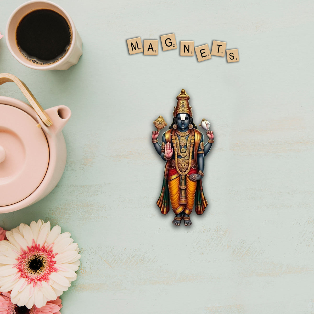 Wooden Fridge Magnet - Lord Venkateshwara