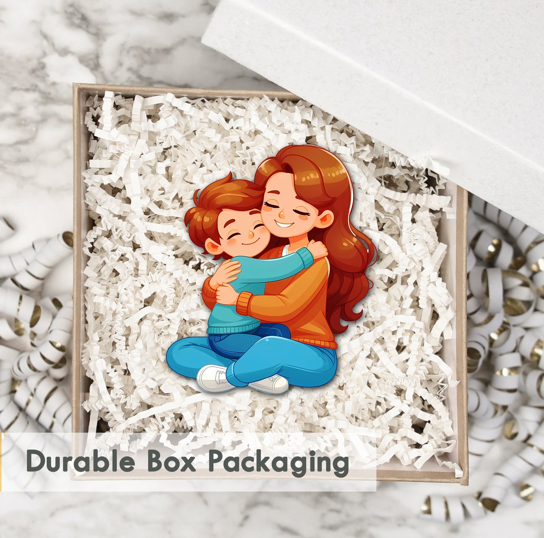 Wooden Fridge Magnet - Mother and Loving Son