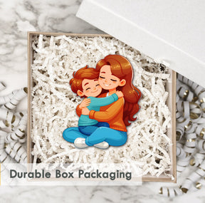 Wooden Fridge Magnet - Mother and Loving Son