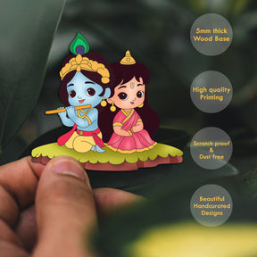 Wooden Fridge Magnet - Radha Krishna