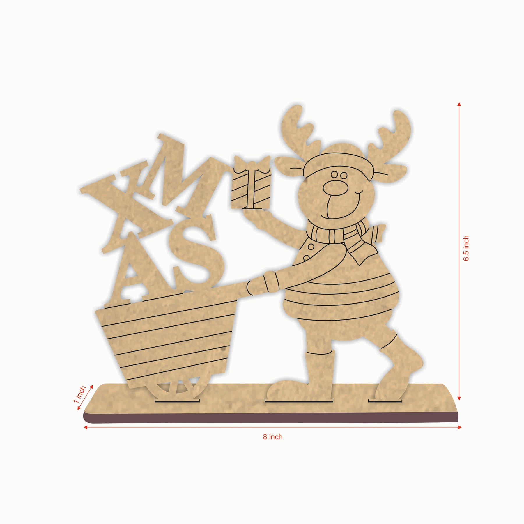 3D Premarked MDF- Reindeer with Xmas Gifts