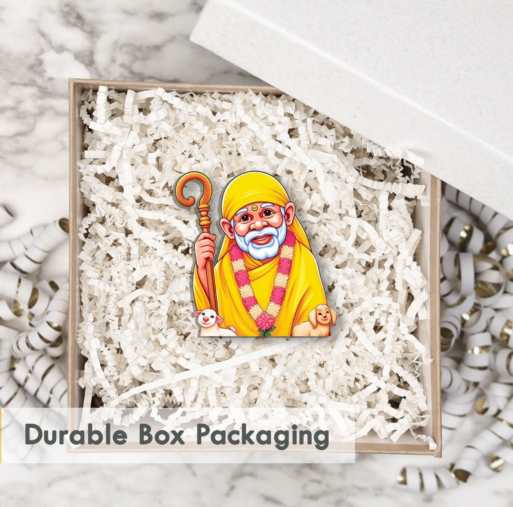 Wooden Fridge Magnet - Sai Baba