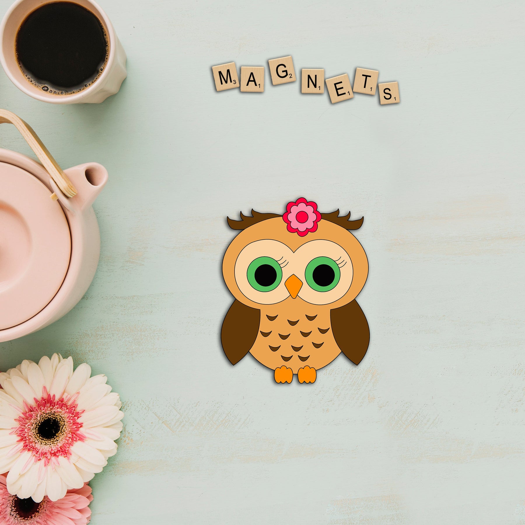 Wooden Fridge Magnet - Owl