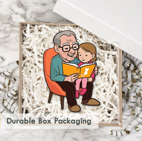 Wooden Fridge Magnet - Girl with Grandparent