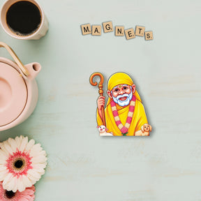 Wooden Fridge Magnet - Sai Baba