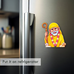 Wooden Fridge Magnet - Sai Baba