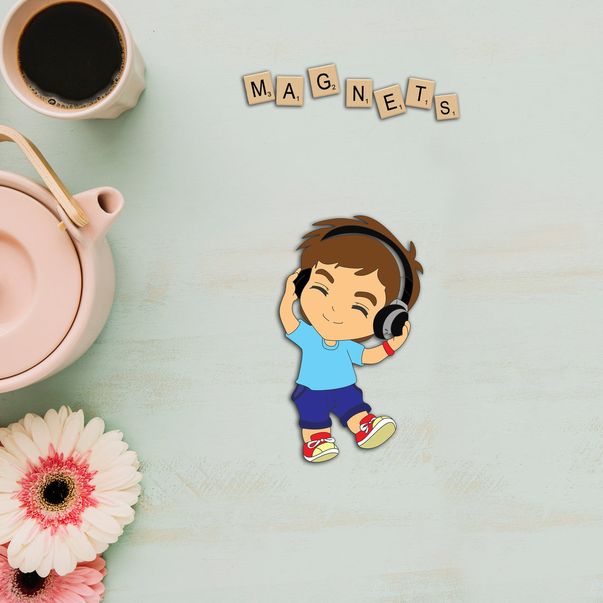 Wooden Fridge Magnet - Musical boy