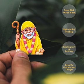 Wooden Fridge Magnet - Sai Baba
