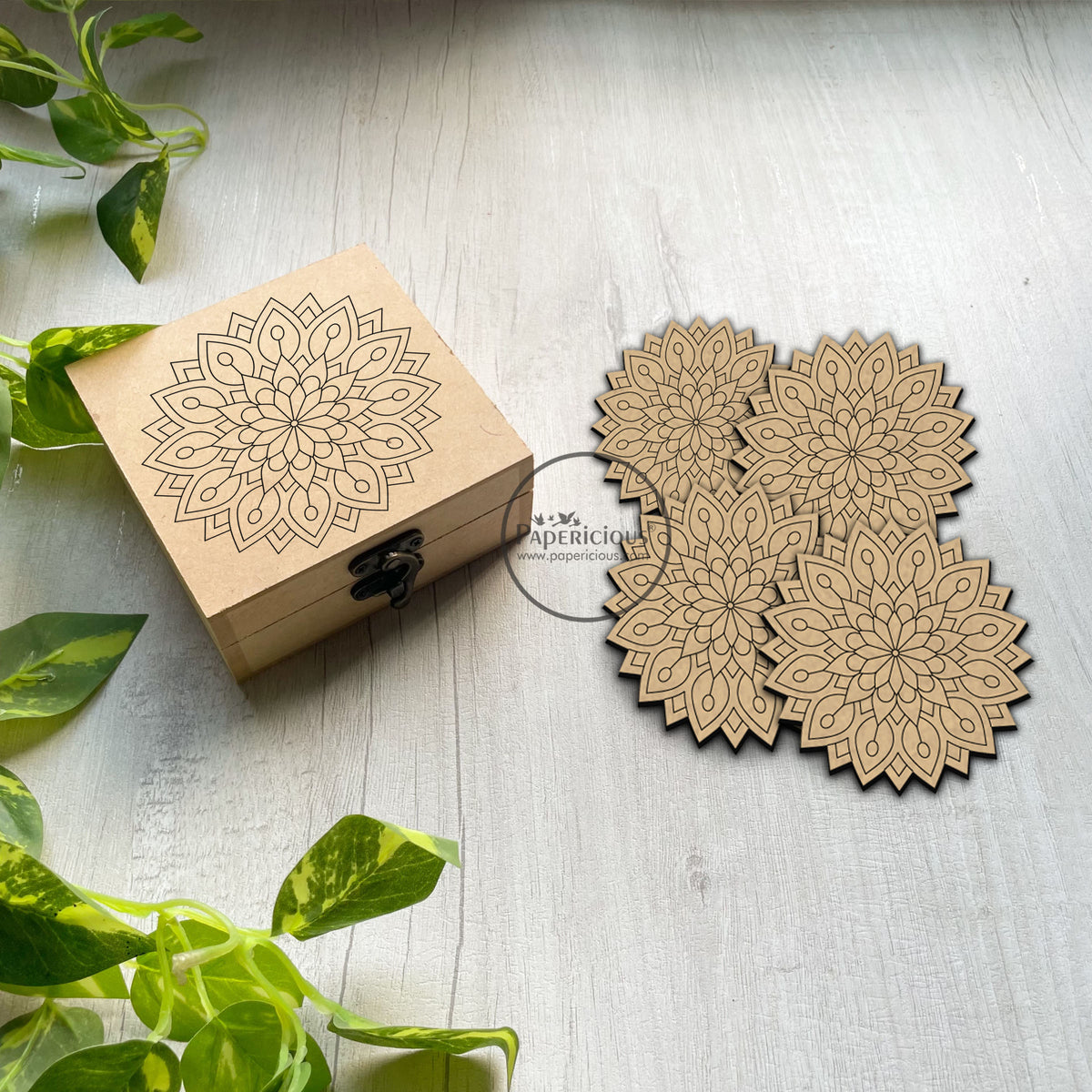 Premarked MDF Coasters with Box - Chakra