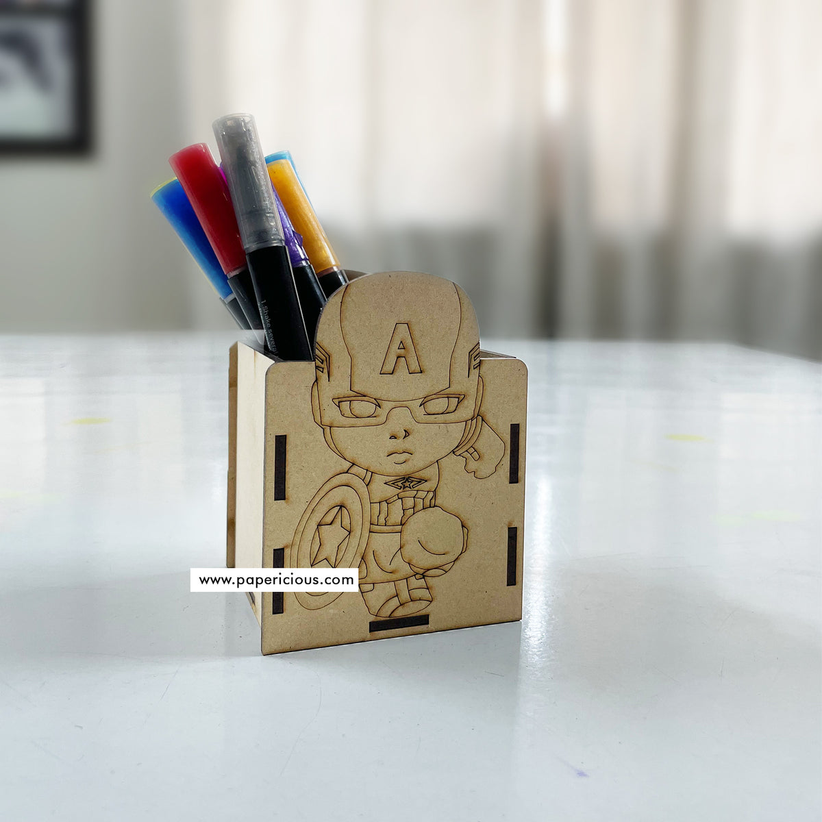 MDF Pen stand Avengers Captain America