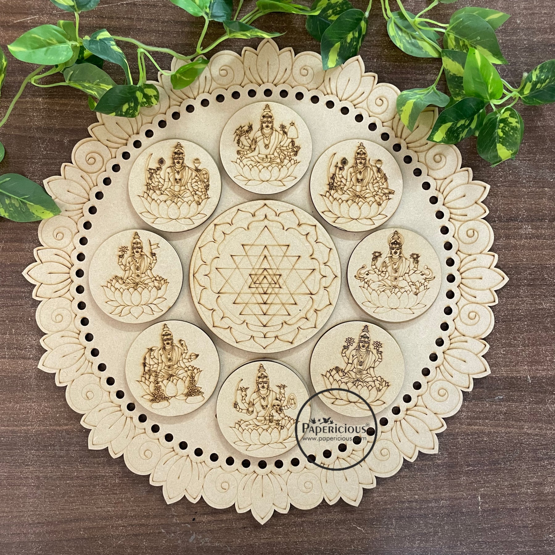 Pre Marked MDF Mandala - Ashatlakshmi with Shri Yantra new