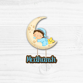 Kids Name Plate 2 Layer - Baby on the Moon