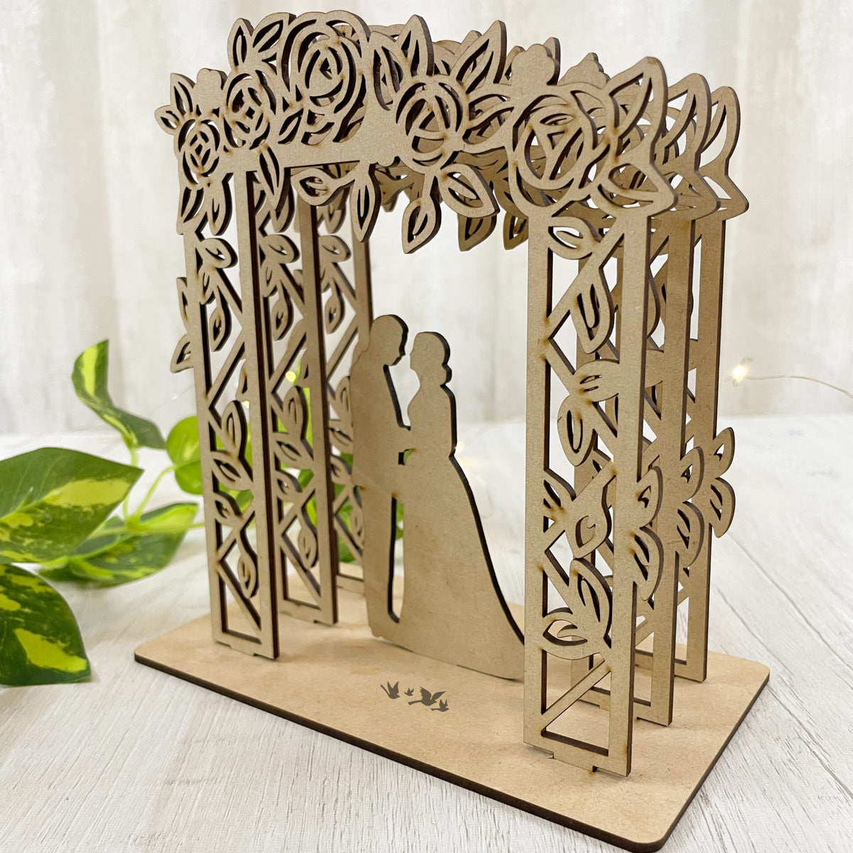 Pre Marked MDF Base - Valentines - 3D couple in Arc (unassembled)