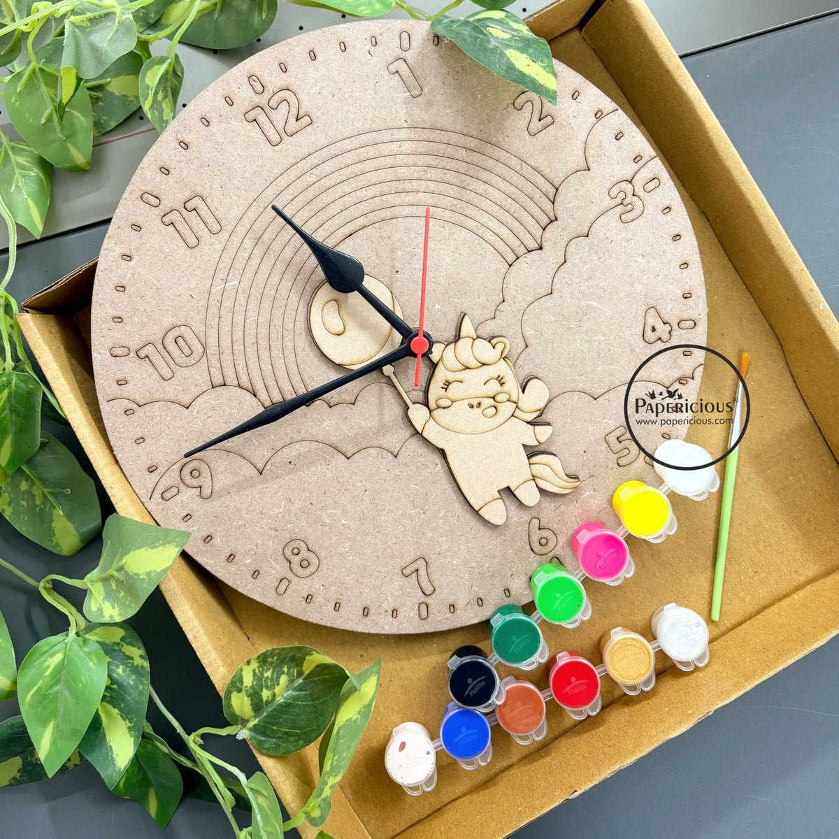 2 Layer DIY Clock Kit for Kids - Unicorn with Balloon