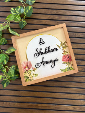 Home Name Plate 2 Layer - Rose Buds