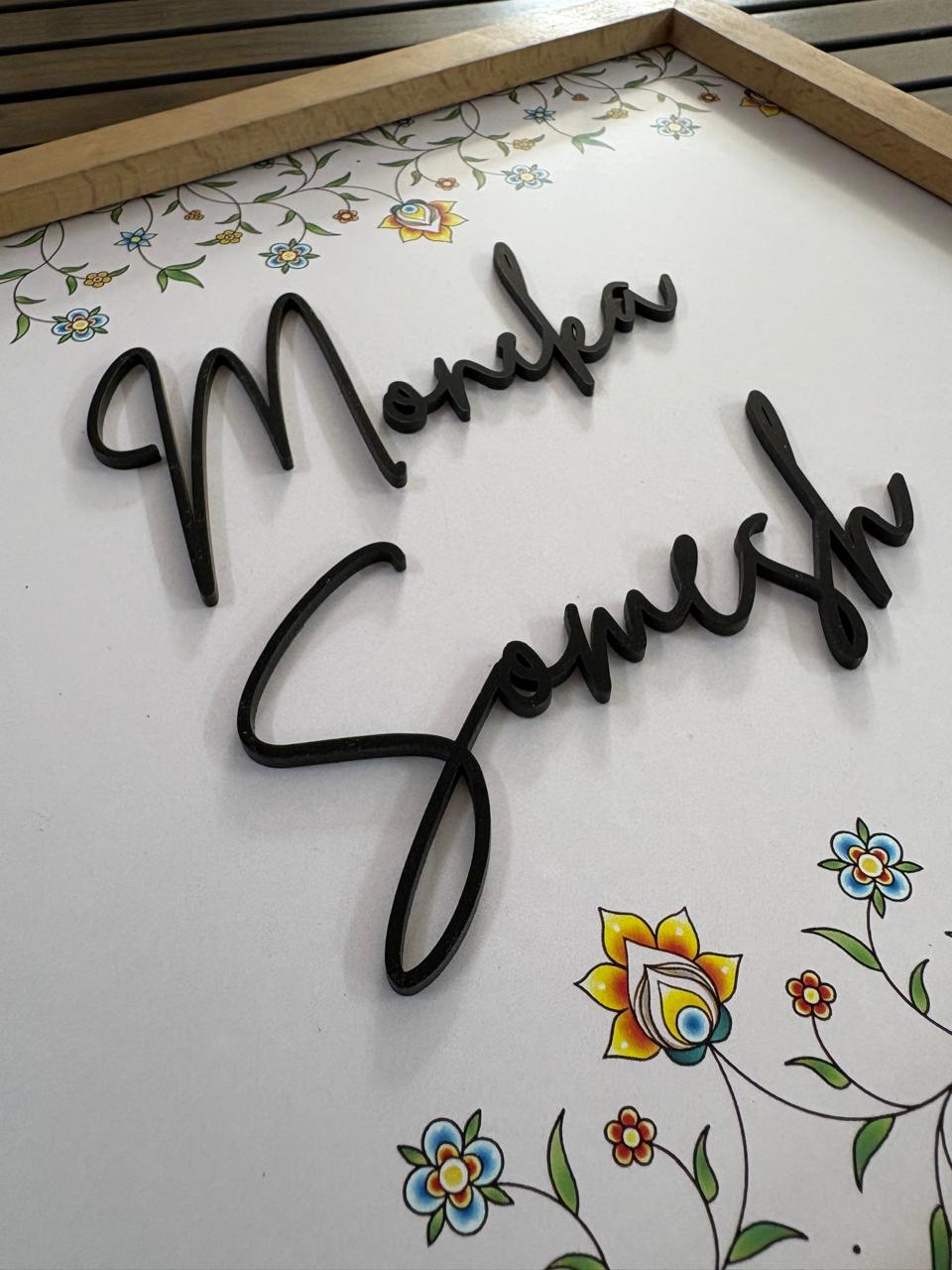 Home Name Plate 2 Layer - Elegant Floral