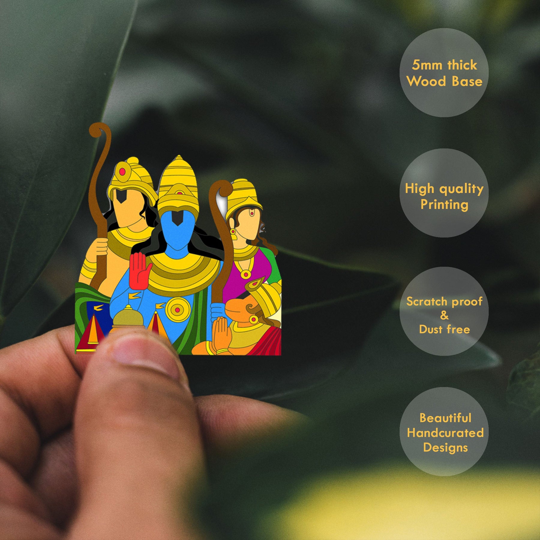 Wooden Fridge Magnet - Ram Darbar