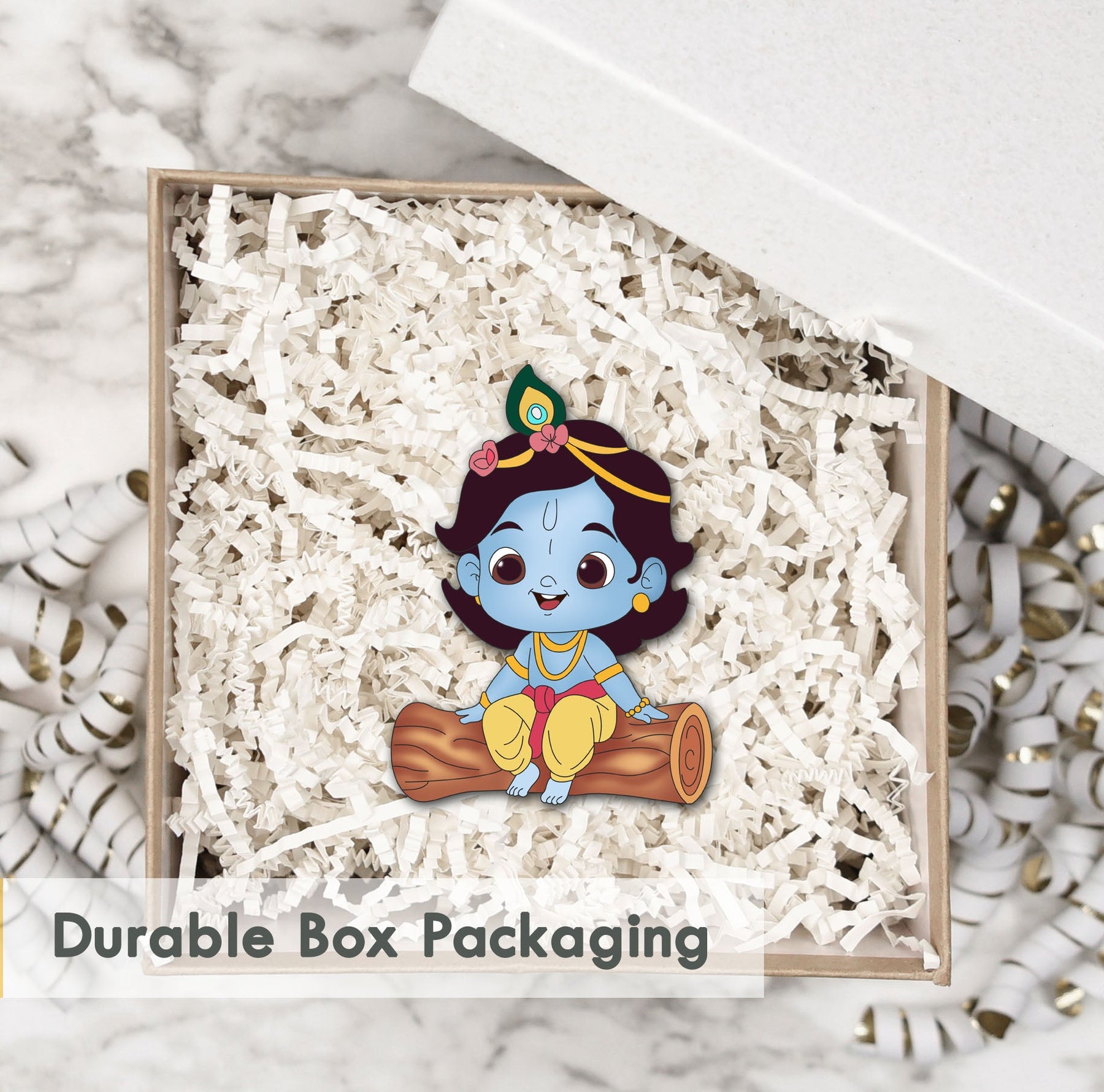 Wooden Fridge Magnet - Krishna on tree