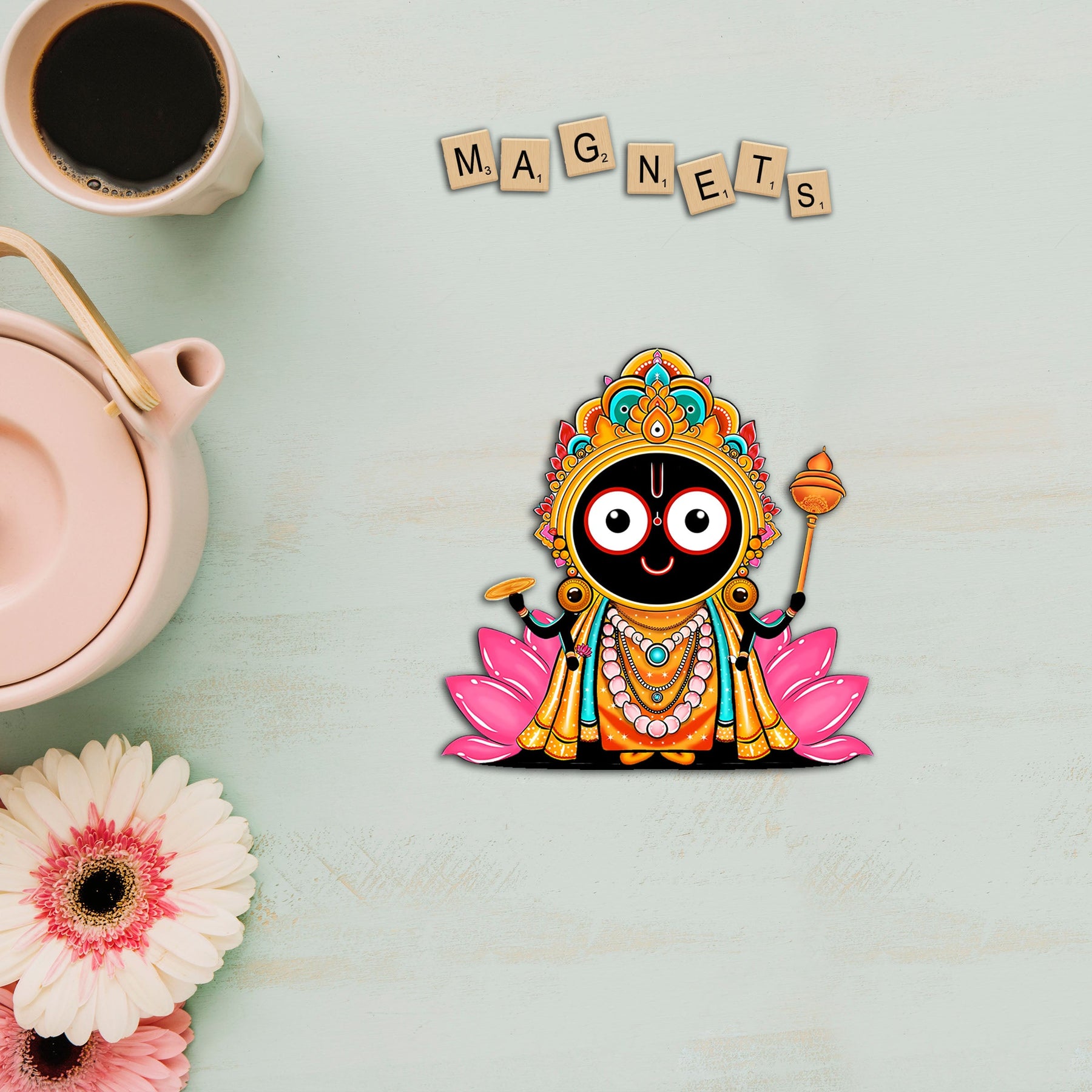 Wooden Fridge Magnet - Cute Jagannath ji