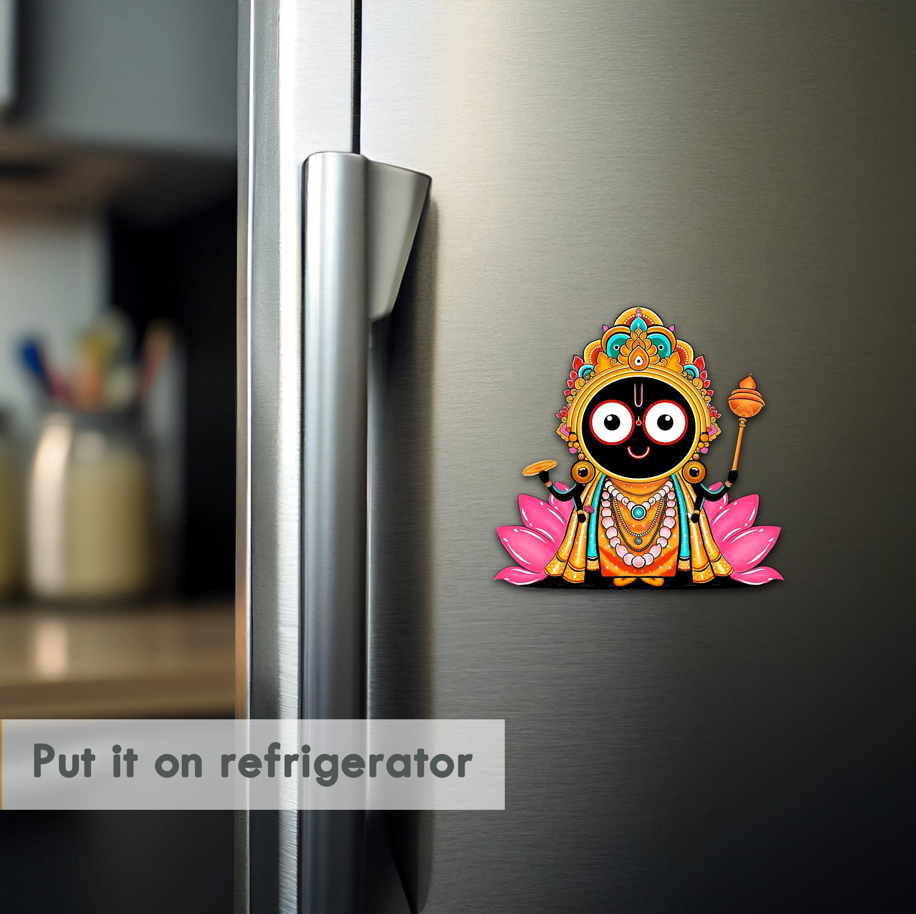 Wooden Fridge Magnet - Cute Jagannath ji