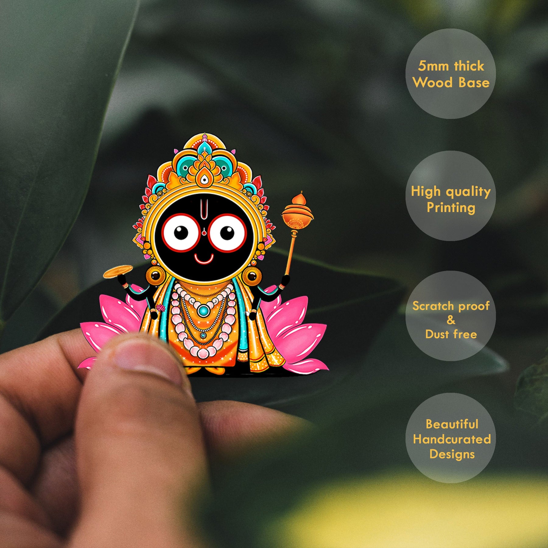 Wooden Fridge Magnet - Cute Jagannath ji