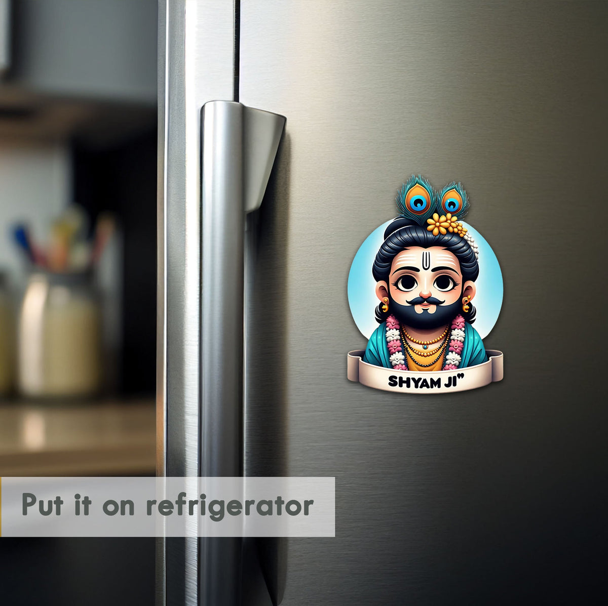 Wooden Fridge Magnet - Khatu Shyam