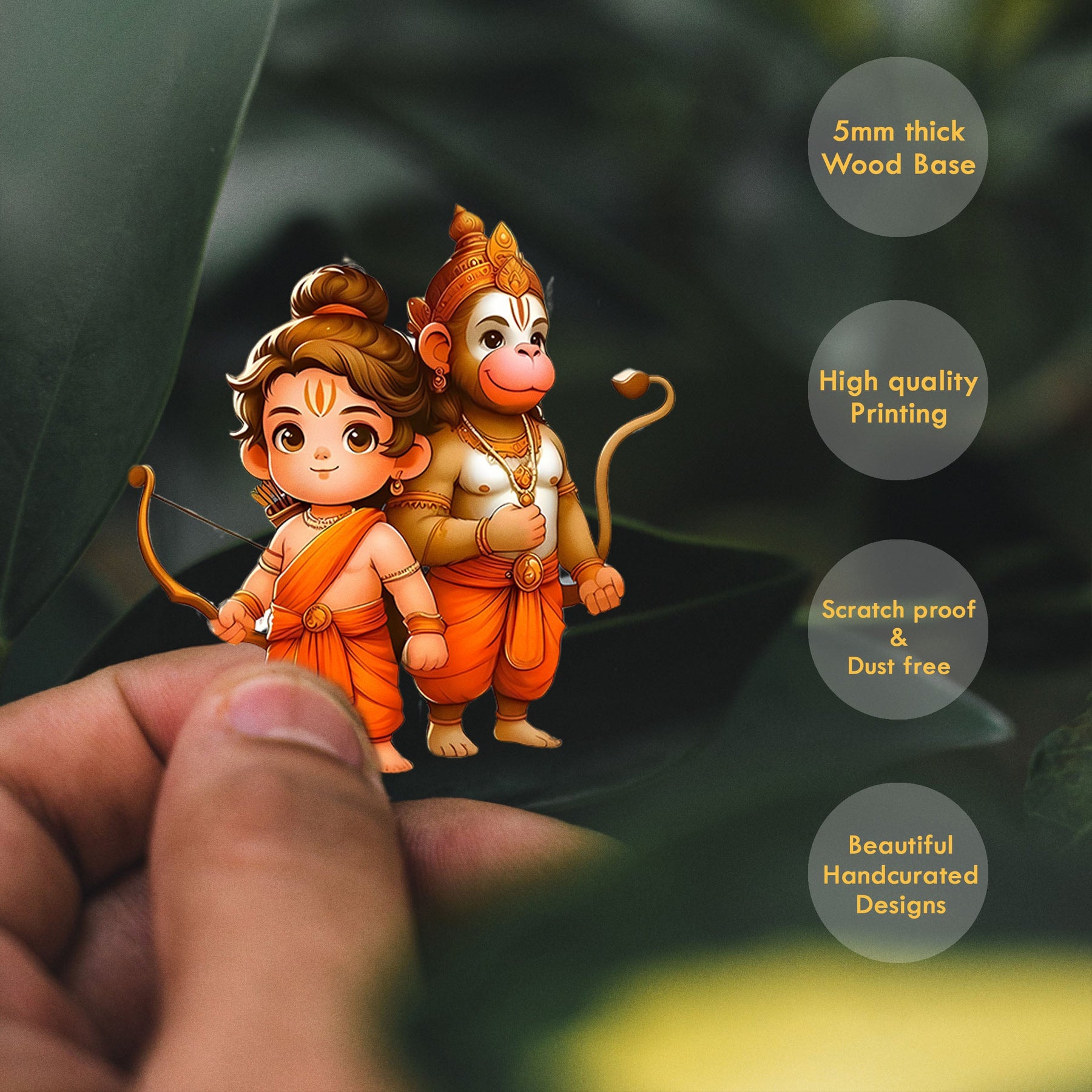 Wooden Fridge Magnet - Ram Hanuman