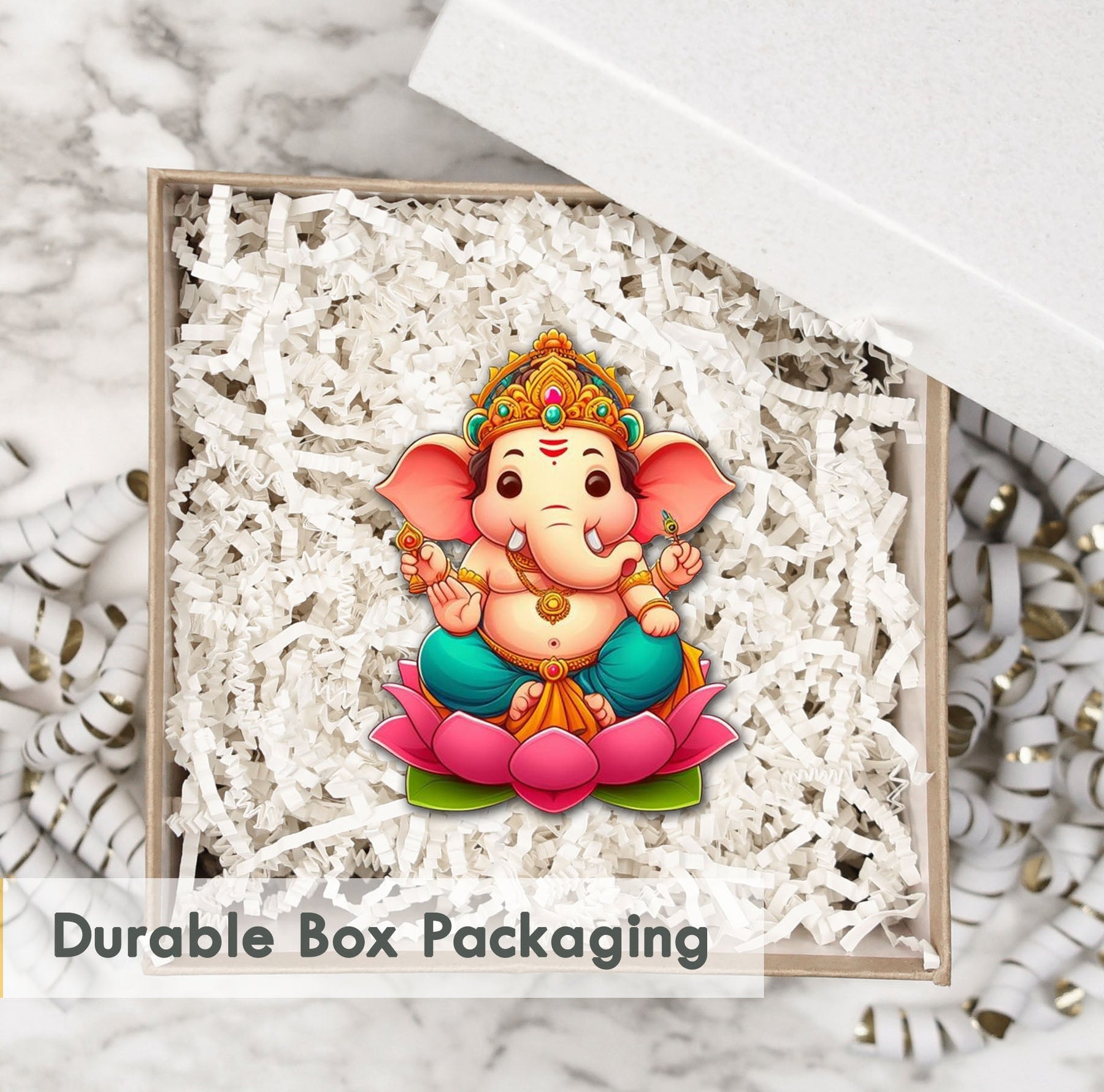 Wooden Fridge Magnet - Cute Ganesha