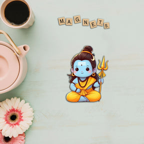 Wooden Fridge Magnet - Cute Shiva